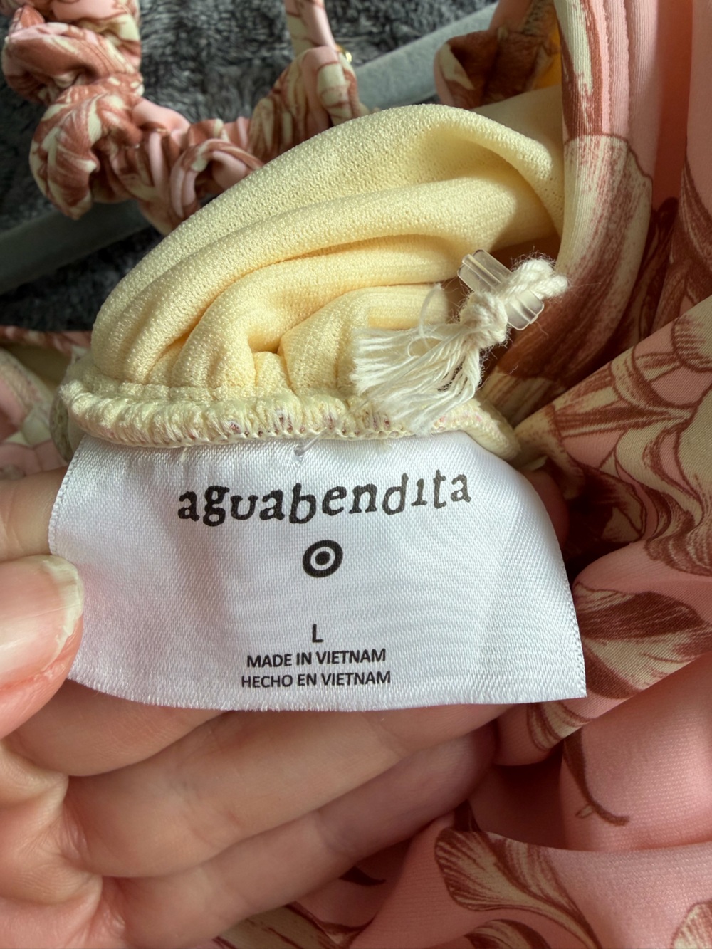 Agua Bendita x Target Floral One Piece Swimsuit Large NWT Pink Tropical Ruched - Picture 5 of 9